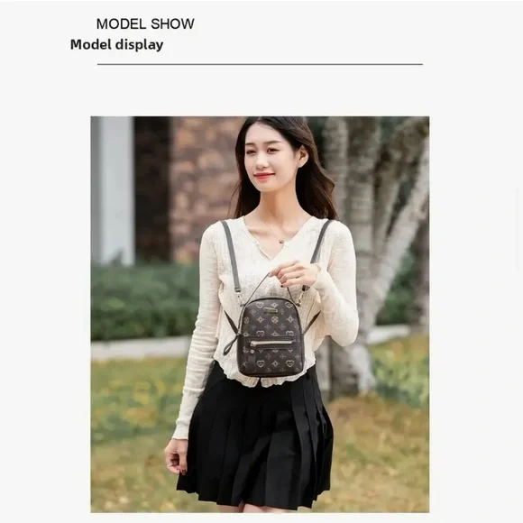 Khaki Monogram Mini Backpack Designer Inspired NIP - Picture 10 of 12